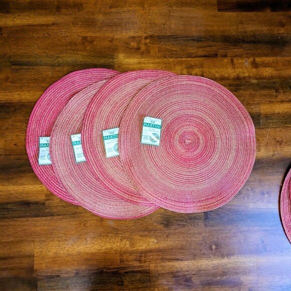 Other - 15" Spillproof Red Striped Round Placemat Set (x10)